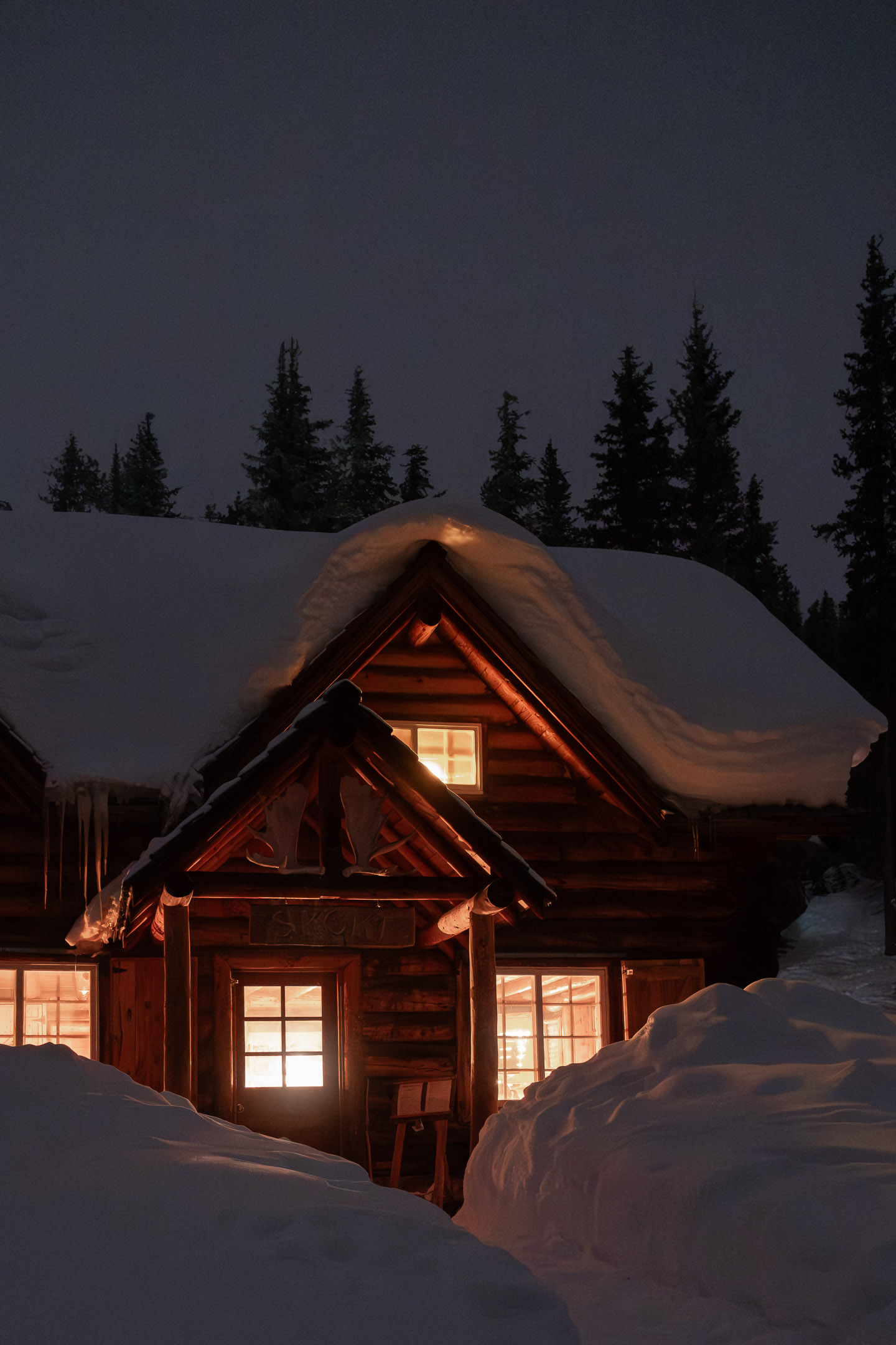 Skoki Lodge in winter, Banff National Park, Canada